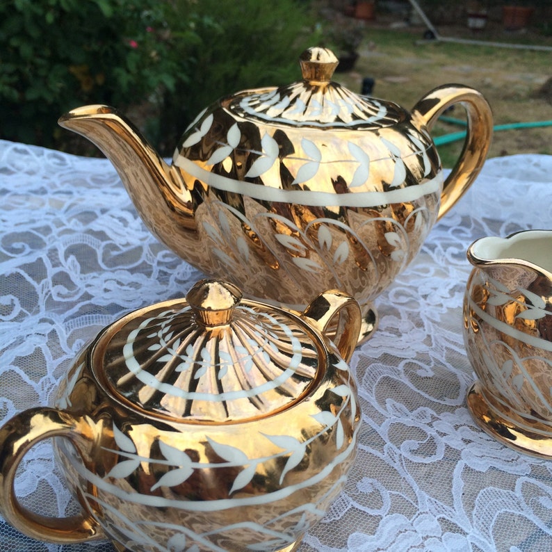 Gold Sadler Tea Set Rare Etsy