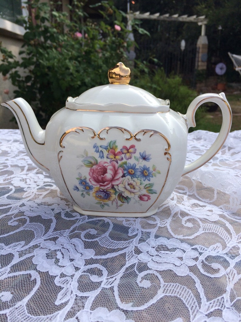 Sadler Floral Rectangle Teapot Etsy