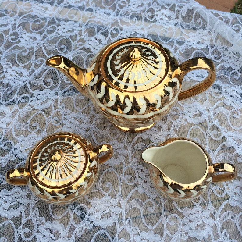Gold Sadler Tea Set Rare Etsy