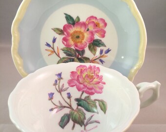 Crescent Pink Rose Teacup - Signed