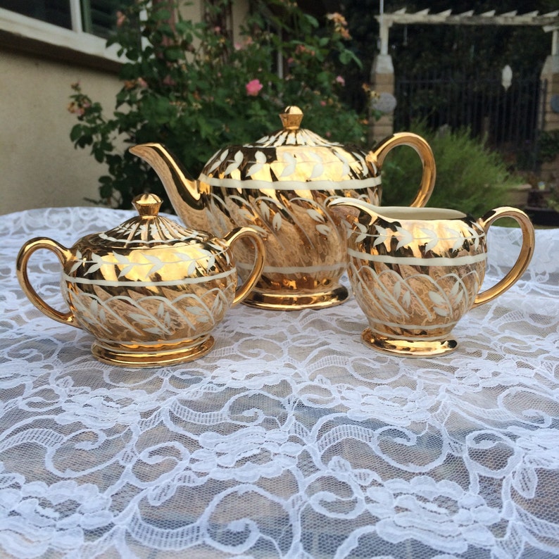 Gold Sadler Tea Set Rare Etsy
