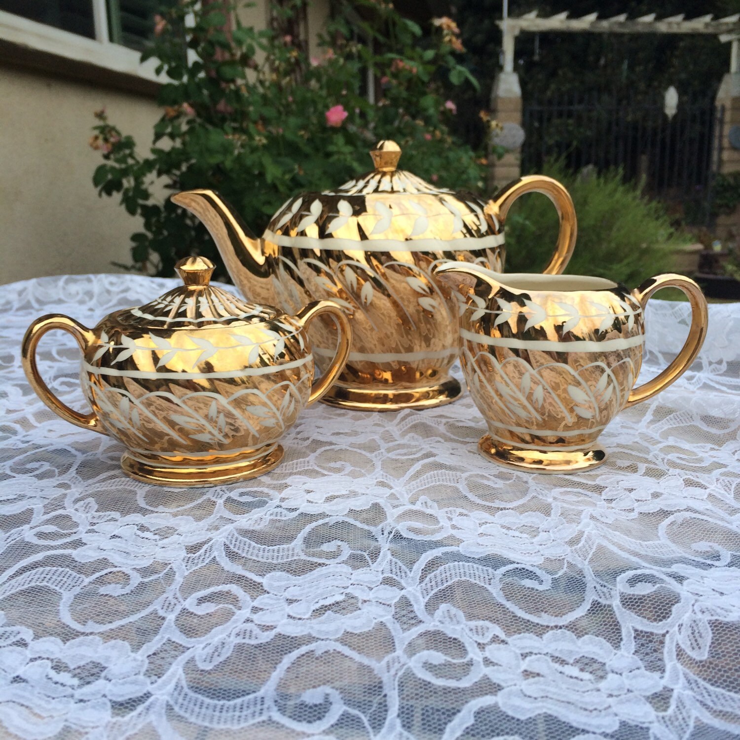 Gold Sadler Tea Set Rare Etsy