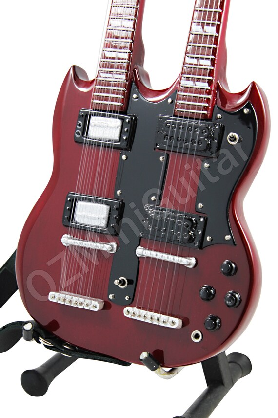 Jimmy Page Miniature Guitar Led Zeppelin Doubleneck w// Guitar Pick