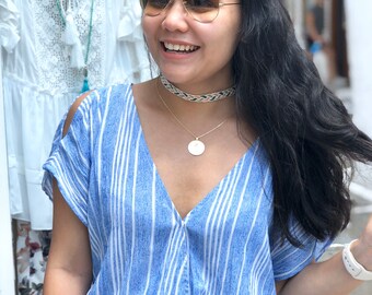 Handmade Friendship Choker – Pastel Embroidery Floss, Silver Clasp