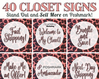 Poshmark Closet Signs, Red Cheetah Print // Poshmark Closet Divider, Poshmark Reseller, Poshmark Template, Poshmark Banner, Poshmark Signs