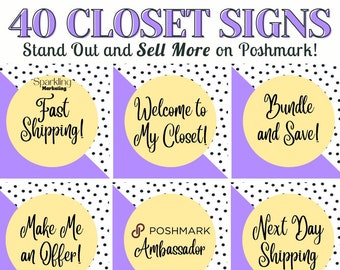 Poshmark Closet Signs, Purple Polka Dot // Poshmark Closet Divider, Poshmark Reseller, Poshmark Template, Poshmark Banner, Poshmark Signs