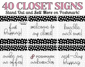 Poshmark Closet Signs, Black & White Polka Dot // Poshmark Inventory, Poshmark Reseller, Poshmark Template, Poshmark Signs, Poshmark Banner