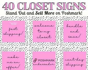 Poshmark Closet Signs, Hot Pink Black & White // Poshmark Inventory, Poshmark Reseller, Poshmark Template, Poshmark Signs, Poshmark Banner
