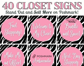 Poshmark Closet Signs, Pink Zebra Print // Poshmark Closet Divider, Poshmark Reseller, Poshmark Template, Poshmark Banner, Poshmark Signs