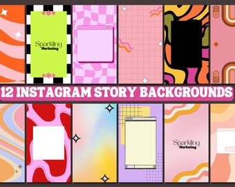 12 Instagram Story Backgrounds, Bright Retro Vintage // Instagram Background, Story Background, IG Backgrounds, Digital Paper, Backgrounds