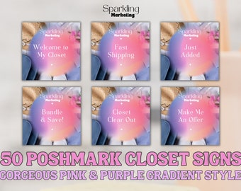 Poshmark Closet Signs, Pink Purple Gradient // Poshmark Closet Divider, Poshmark Reseller, Poshmark Template, Poshmark Sales, Poshmark Signs