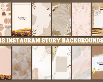Instagram Story Backgrounds, Beige Floral Boho // Instagram Template, IG Story Templates, Instagram Bundle, Digital Paper, Digital Backdrop