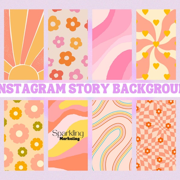 Instagram Story Backgrounds, Groovy Floral // Instagram Template, IG Story Templates, Instagram Bundle, Digital Paper, Digital Backdrop