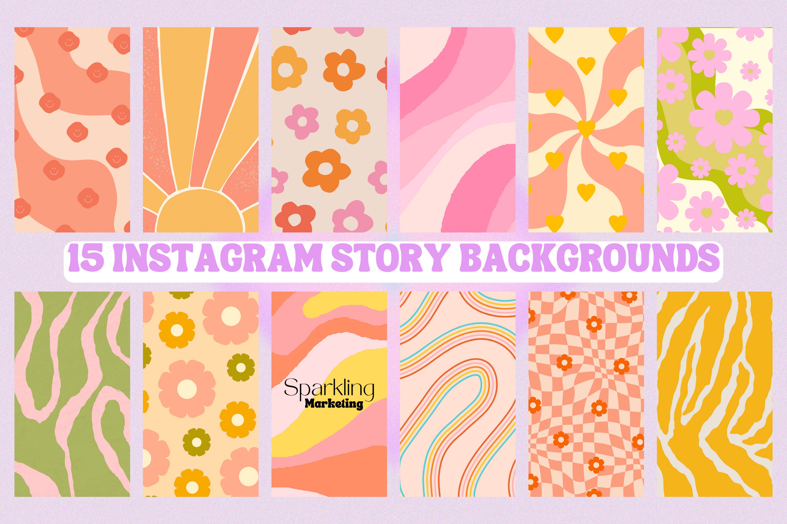 Instagram Story Backgrounds, Groovy Floral // Instagram Template, IG