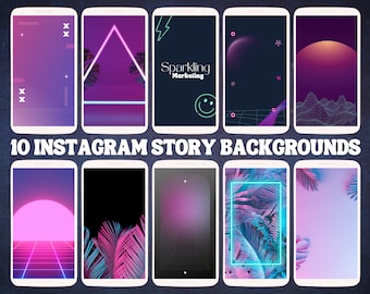 Instagram Story Backgrounds, Neon Black Purple // Instagram Template, IG Story Templates, Instagram Bundle, Digital Paper, Digital Backdrop