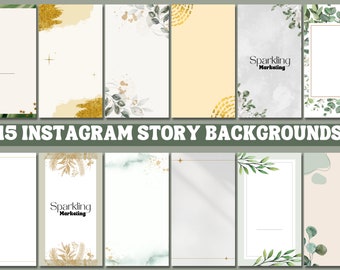 15 Instagram Story Backgrounds, Feminine Green & Golden Glitter // Instagram Background, Story Background, IG Backgrounds, Digital Wallpaper