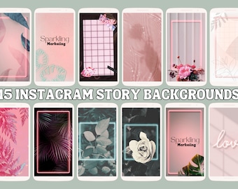 Instagram Story Backgrounds, Botanical Neon // Instagram Template, IG Story Templates, Instagram Bundle, Digital Paper, Digital Backdrop
