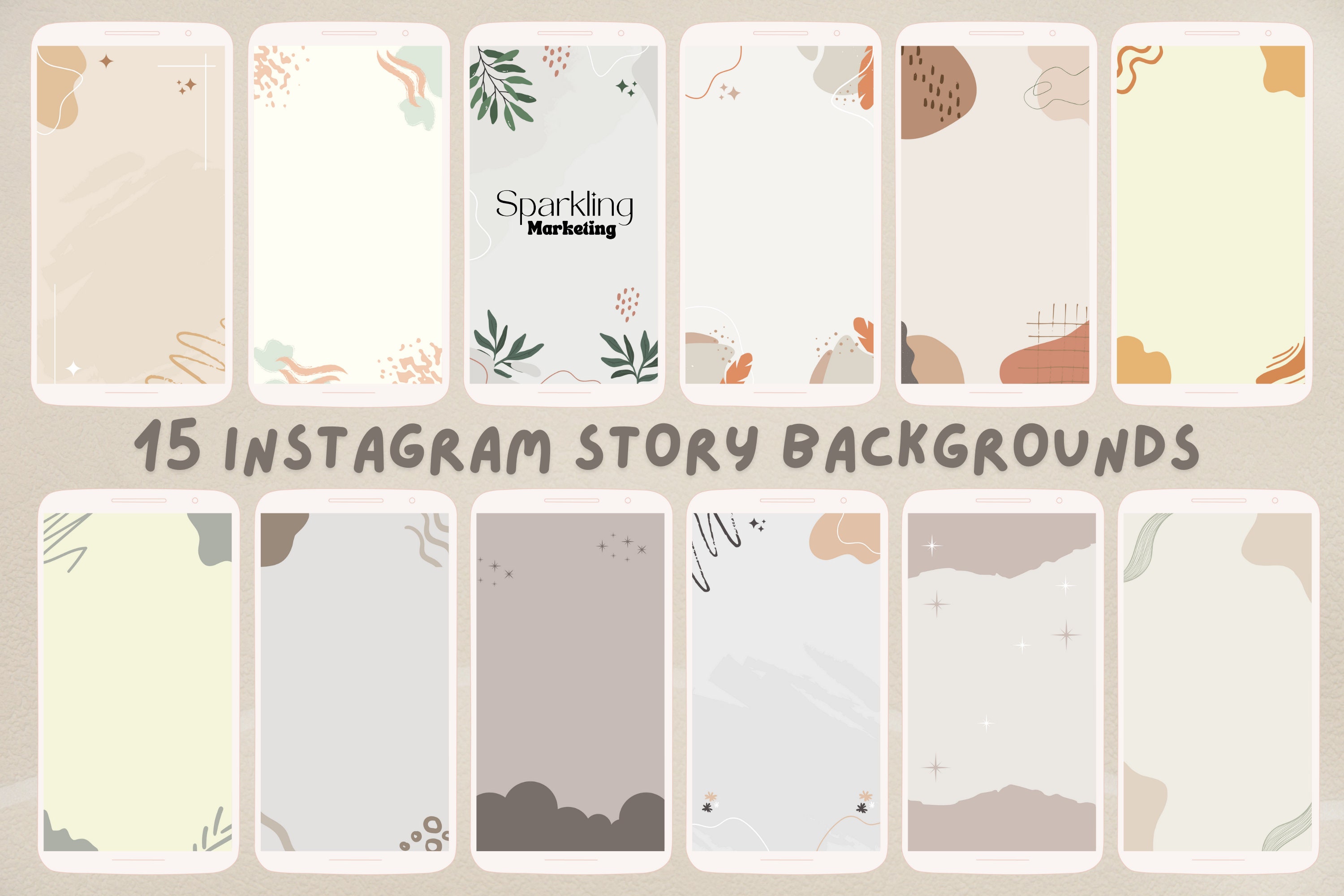 15 Instagram Story Backgrounds Neutral Beige Digital Paper - Etsy