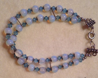 Moonstone & Swarovski crystal bracelet and earring set