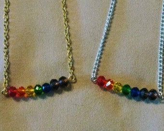 Pride Crystal Rainbow bar necklace