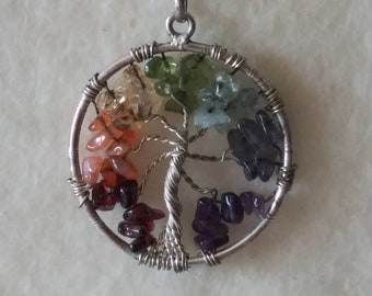 Tree of Life Natural Crystal Pendant Necklace