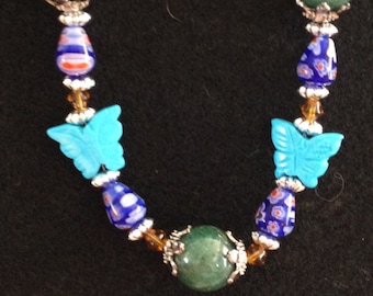Turquoise Butterfly bead necklace