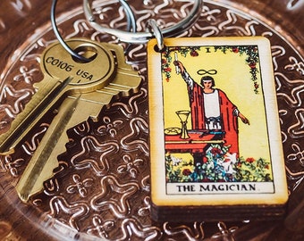 The Magician Tarot Card Keychain The Magician Gift Meditation Gift The Magician Tarot Card Gift Wood Keychain Spiritual Gift
