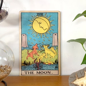 Tarot Cards The Moon Wall Art Wooden Wall Decor The Moon Tarot Mindfulness Gift The Moon Tarot Wall Art Tarot Wall Decor Spiritual Gift
