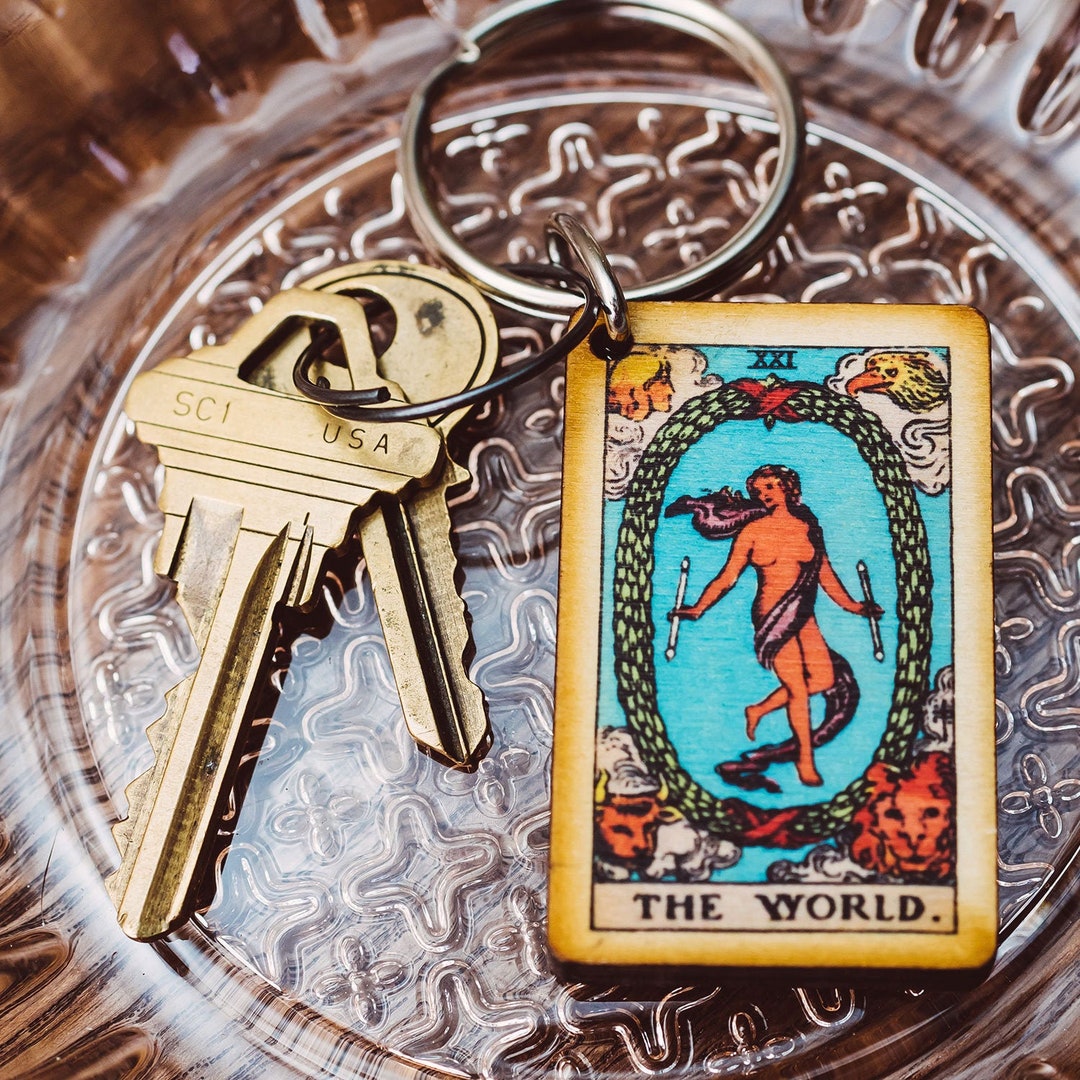 The Moon Tarot Card Keychain  USA made, real wood, gifts and accessories.