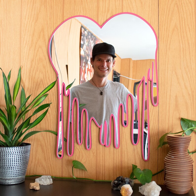 Heart Wall Art Mirror Melting Heart Gift Wall Art Heart Wall Etsy