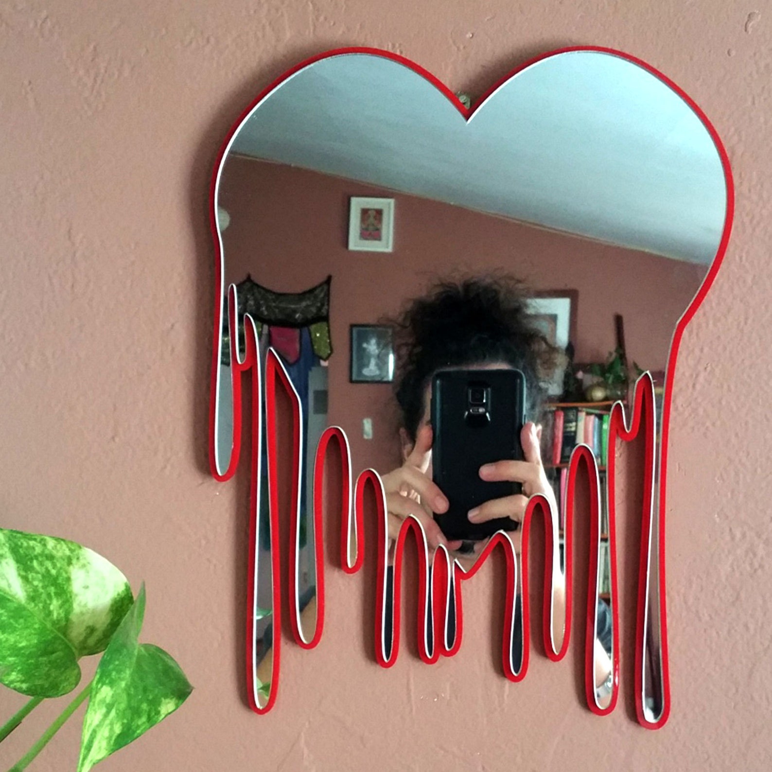 Heart Wall Art Mirror Bleeding Heart Wall Art Heart Wall Decor Etsy