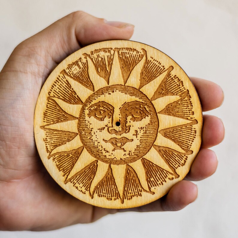 Sun Incense Burner Wooden Sun Incense Holder Meditation Incense Tray Handmade Incense Stick Holder Incense Stick Ash Catcher Aromatherapy