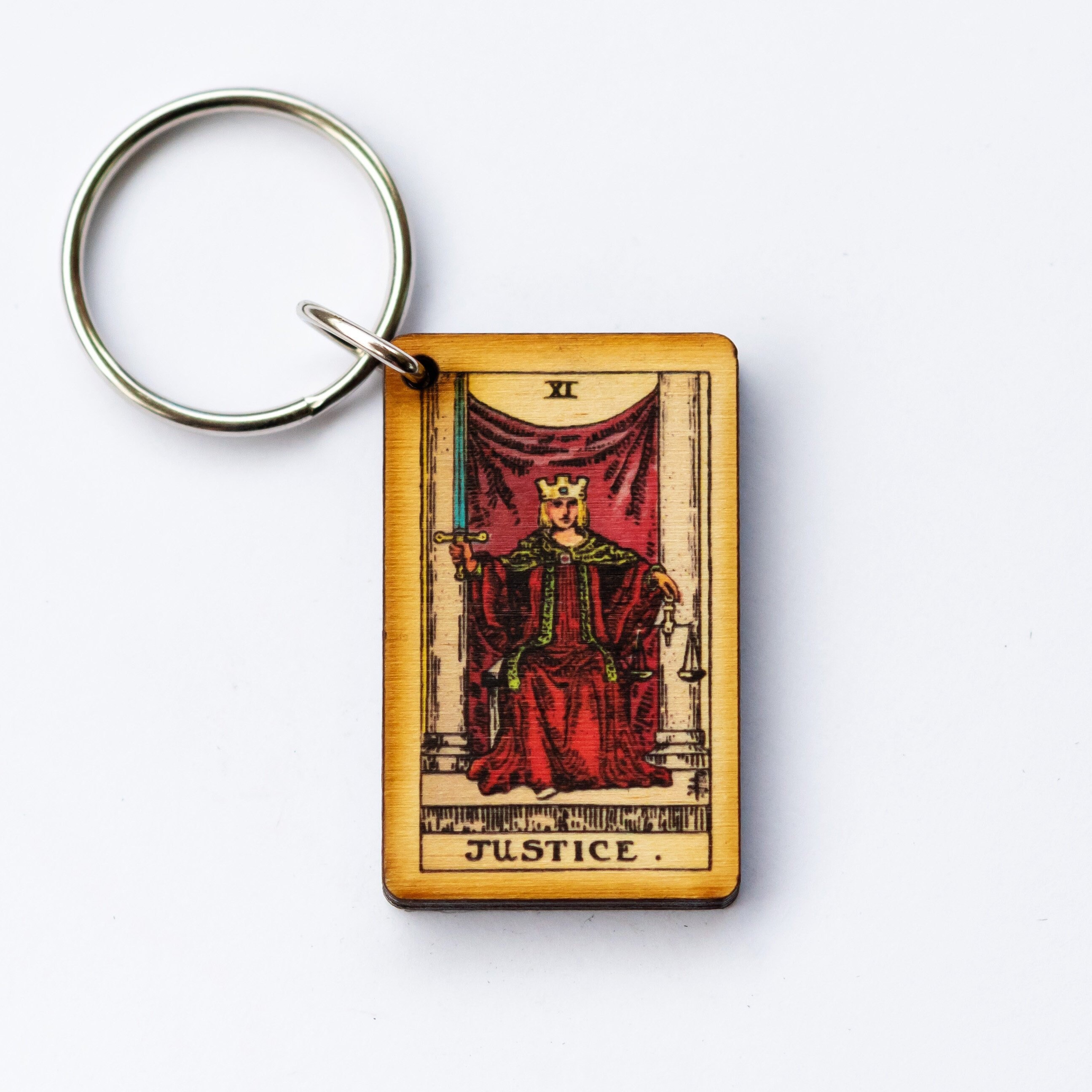 Justice Tarot Card Keychain Justice Gift Meditation Gift - Etsy