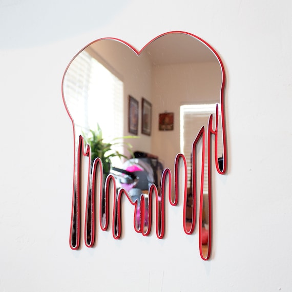 Heart Wall Art Mirror Melting Heart Wall Art Heart Wall Decor Etsy