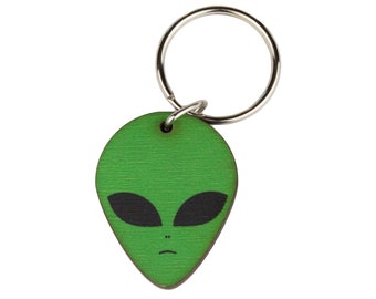 Alien Keychain Mindfulness Gift Extraterrestrial Gift Alien Gift Alien Wood Keychain Wood Keychain Spiritual Gift