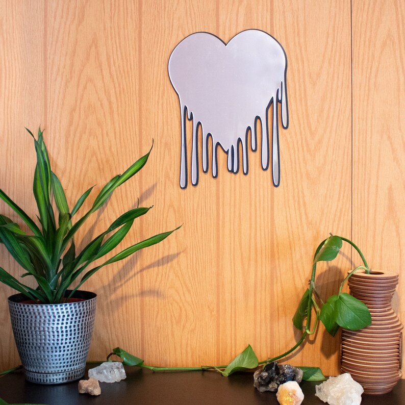 Heart Wall Art Mirror Melting Heart Gift Wall Art Heart Wall Etsy