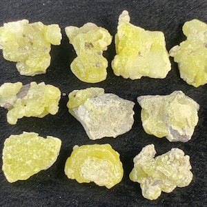 280 Carats Yellow Brucite Crystals Lot of 10pcs.