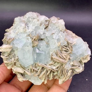 Blue Aquamarine Crystal Specimen with Mica from Skardu Pakistan.
