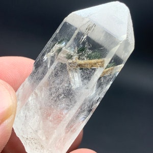 Rare Rutile with Chlorite Inside Quartz Crystal.