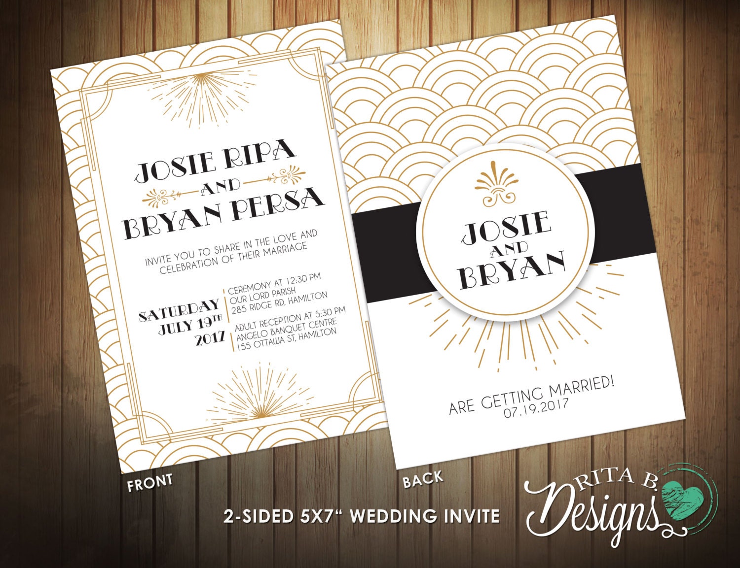 Etsy Art Deco Printable Wedding Invitations 6