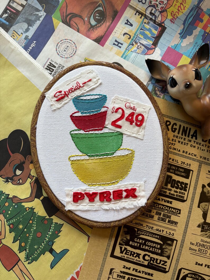 Vintage Pyrex Primary Colors Mixing Bowls Retro Ad- Mixed Media ...