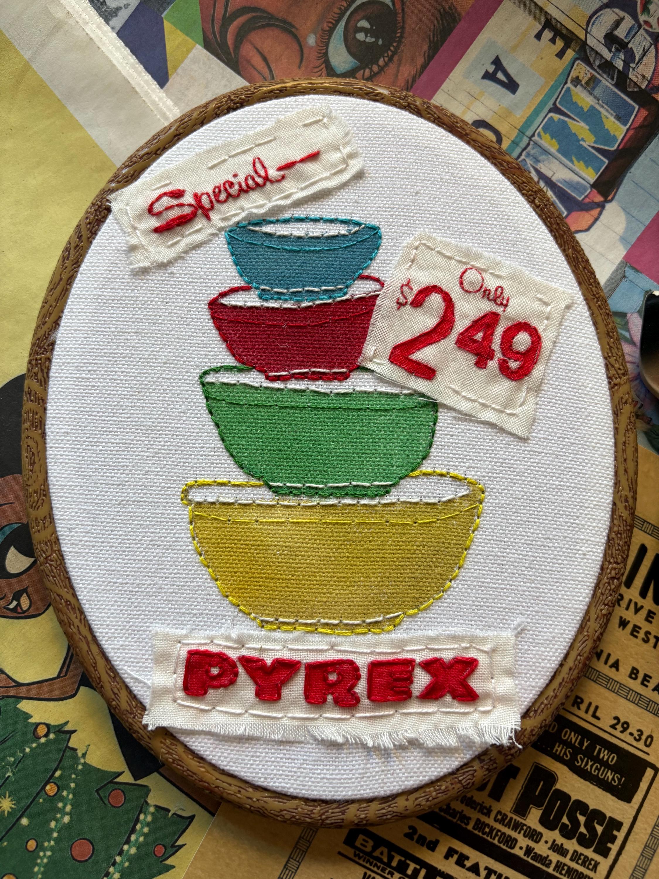 Pyrex Artwork Vintage Pyrex Primary Colors Mixing Bowls Retro Ad- Mixed Media ...