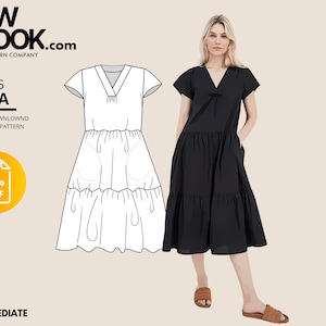 SEW LOOK - Aura Tier Ruffle Dress - PDF Easy Beginner Sewing Pattern