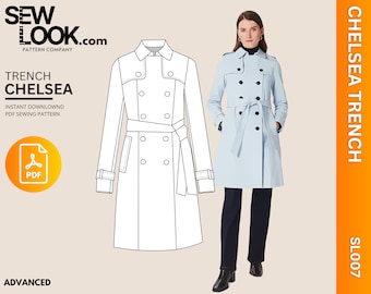 SEW LOOK - Chelsea Trench Coat Pattern - PDF Easy Beginner Sewing Pattern