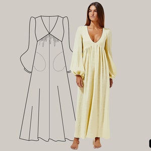 SEW LOOK Belle Boho Long Maxi Dress Pattern PDF Easy - Etsy