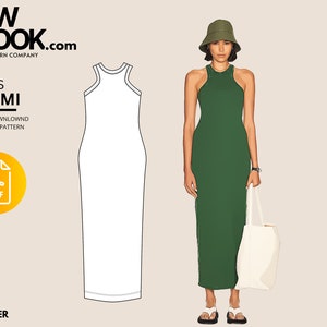 SEW LOOK - Naomi Tank Racer Back Midi Dress Pattern - PDF Easy Beginner Sewing Pattern