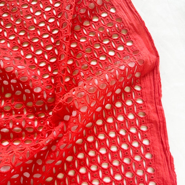 Coral Cotton Eyelet Deadstock Fabric