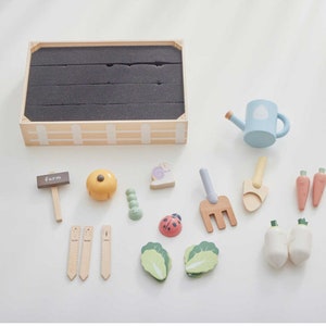 14 Piece Sensory Bin Miniature Wooden Farm Toy or Garden/ Wooden Garden ...