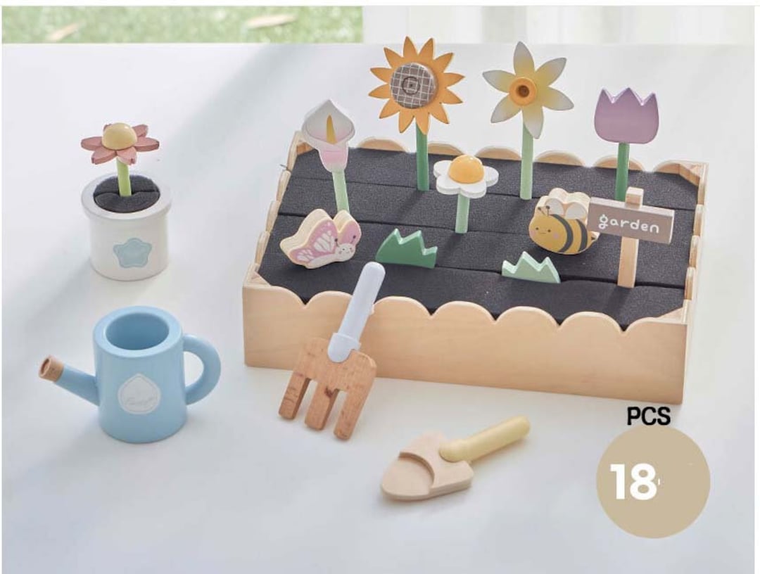 14 Piece Sensory Bin Miniature Wooden Farm Toy or Garden/ Wooden Garden ...