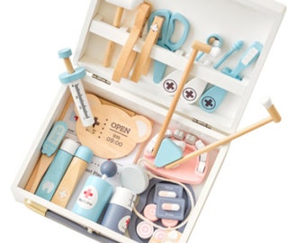 Montessori Wooden Doctor Kit for Kids, Perfect Future Doctor Gift, Pretend Doctor Playset for Kids Christmas or Birthday Toy Gift